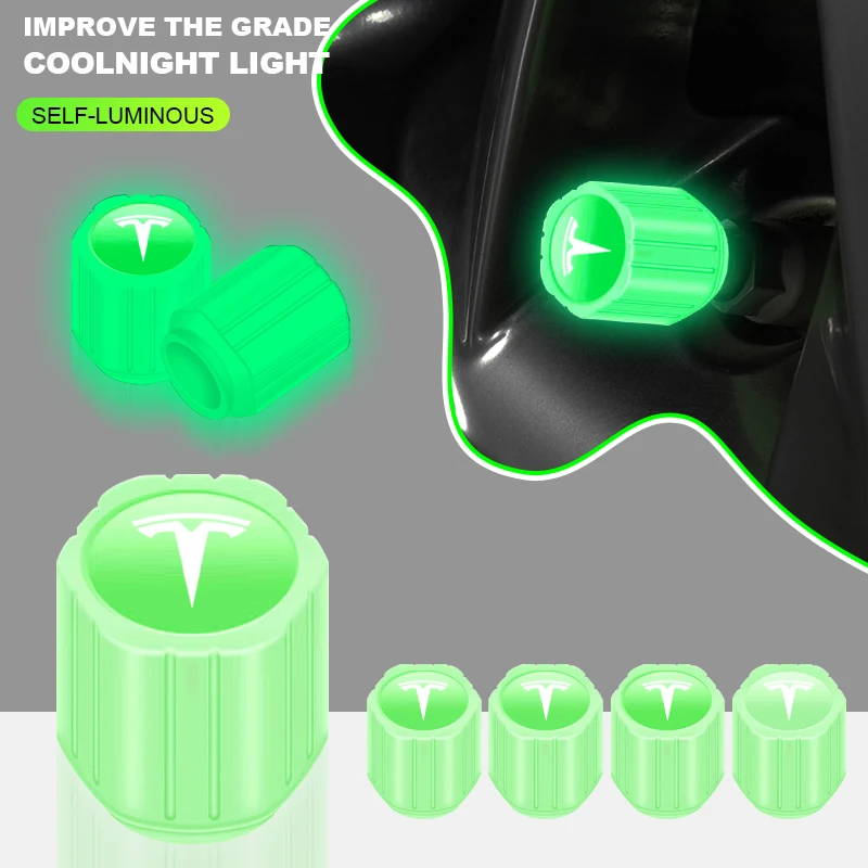 Luminous motorcycle Car Tire Valve Caps Wheel Stem Covers For Tesla Model 3 2023 S X Y Style Roadster Invader Coil Mod K80