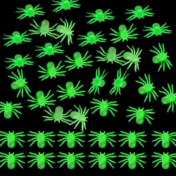 50pcs Halloween Luminous Spiders Plastic Glow In The Dark Spider Tricky Toy Halloween Decoration For Home Haunted House Props