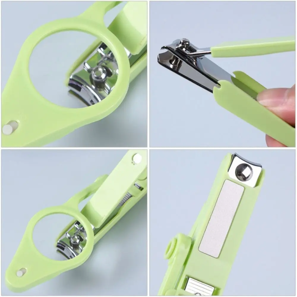 Portable Stainless Steel LED Nail Clippers Anti-Splash Rotatable Fingernail Trimmer Magnifier Toenail Clipper