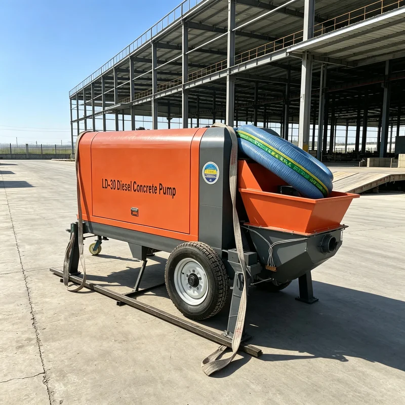 Portable Diesel Concrete Transfer Pump 28m3/h Output Wheeled Base Unit for Outdoor Rural Housing Construction Work
