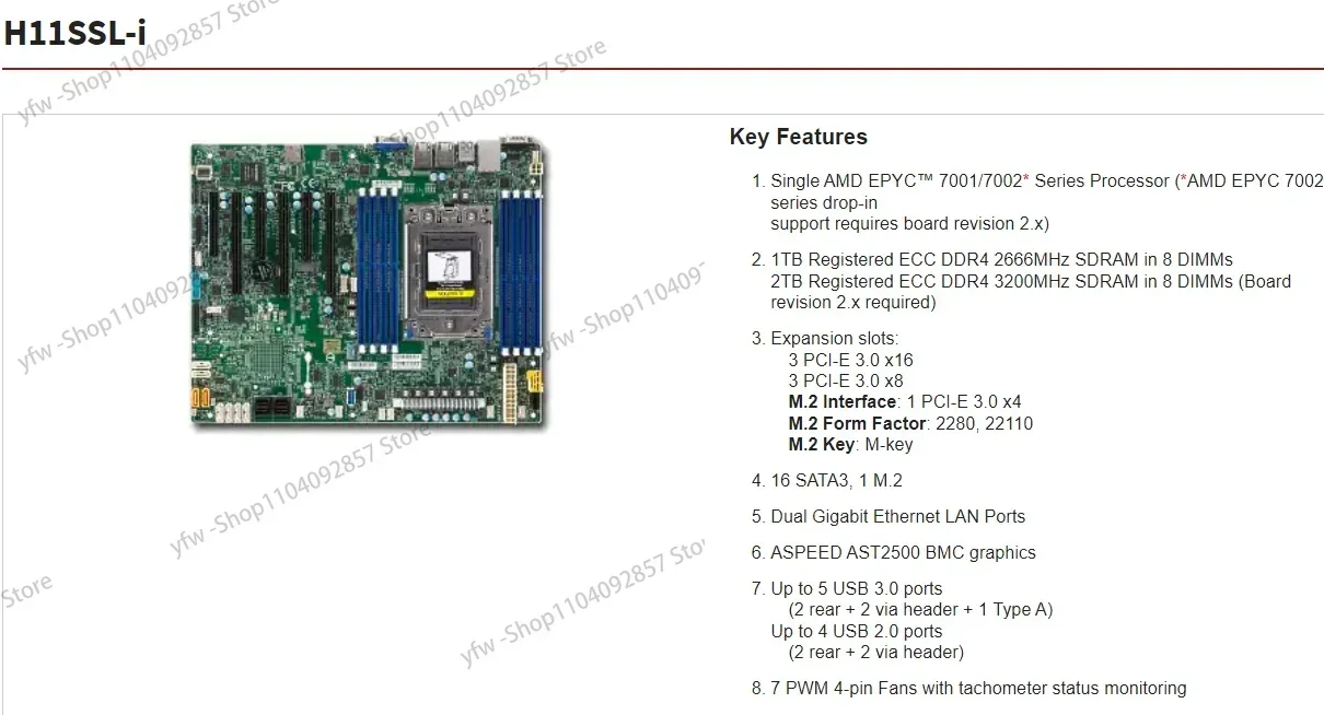 H11SSL-I Rev 2.0 Server Motherboard + AMD 7742 7702 7702P 7F72 7F52 7F32 7H12 7662 7642 712 7742 7702ntact customer service