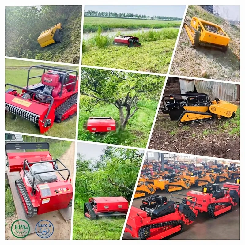 Electric Remote Control Crawler Mower Tracked Lawn Mower for Steep Slope Hillside Grass Cutting