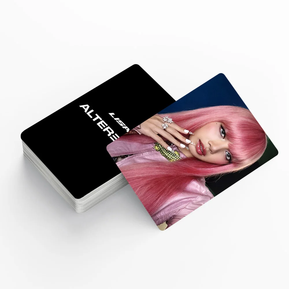 55 unids/set ídolos Kpop LISA Alter EGO tarjeta en caja foto HD de alta calidad doble cara película brillante tarjeta recubierta colección de Fans regalo