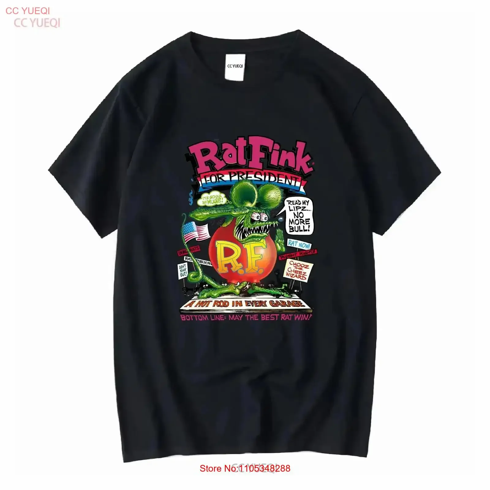NEUES Vintage Rat Fink For President Hot Rod T-Shirt, gewaschen, leicht dehnbar, Designerkleidung für Herren, Streetwear, Vintage, gewaschen.