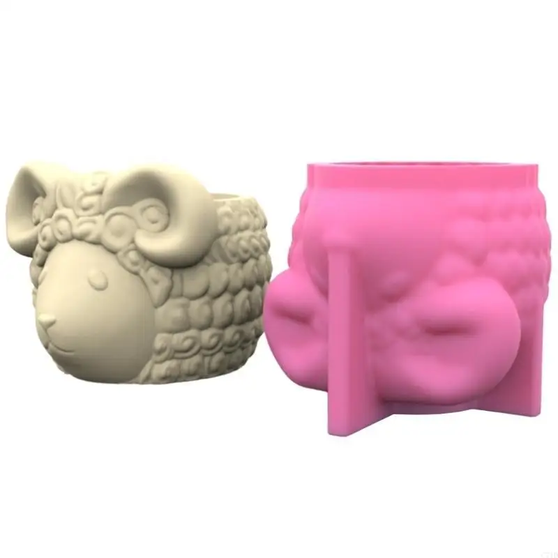 

Sheep Animal Flower Pot Silicone Mold Epoxy Resin Casting Pot Mould
