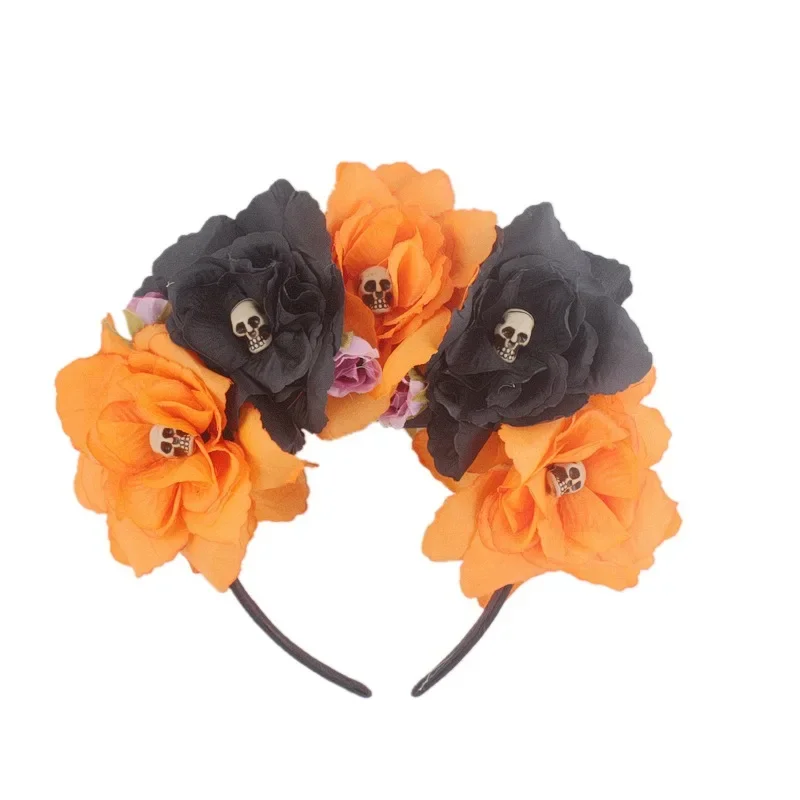 

Floral Fall Women Day of the Dead Flower Crown Festival Headband Rose Mexican Floral Headpiece