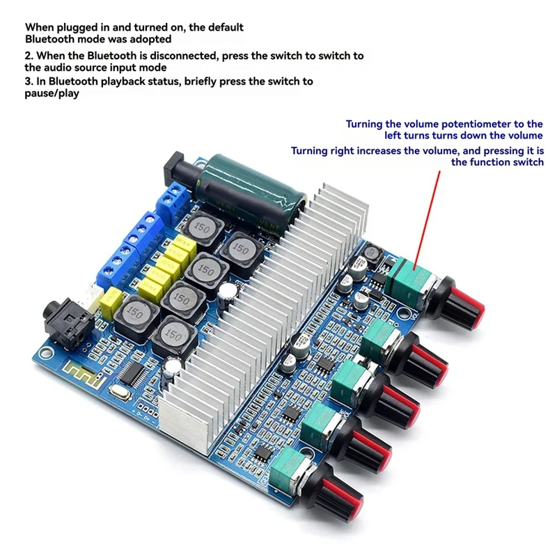 

FEDI-Hifi TPA3116 Плата усилителя аудио сабвуфера 2,1-канальный CA-3169B USB Bluetooth 5,0 Усилитель мощности 2X50 Вт + 100 Вт