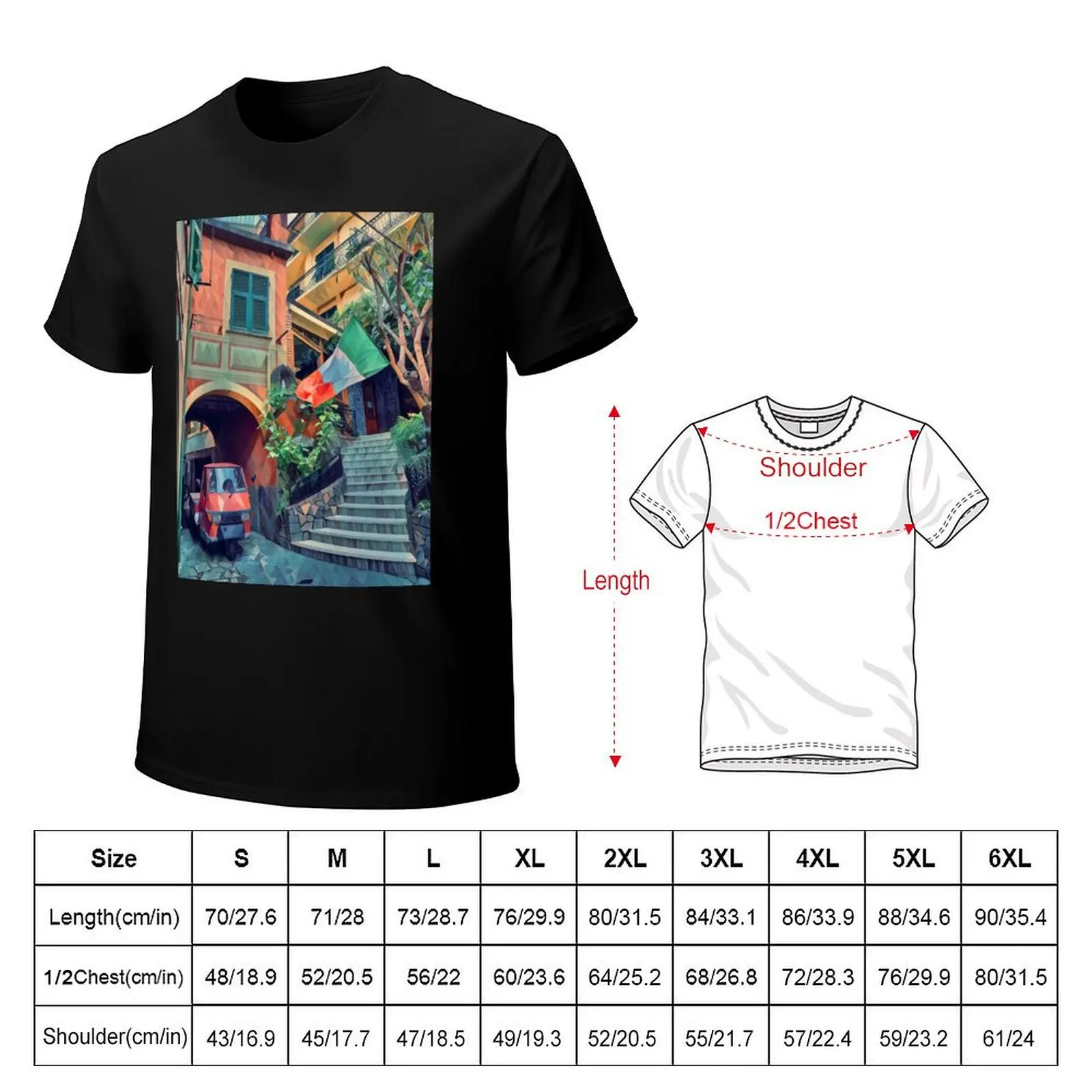 Italian typical glimpse T-Shirt Plus Size Summer Short Sleeve T-Shirt