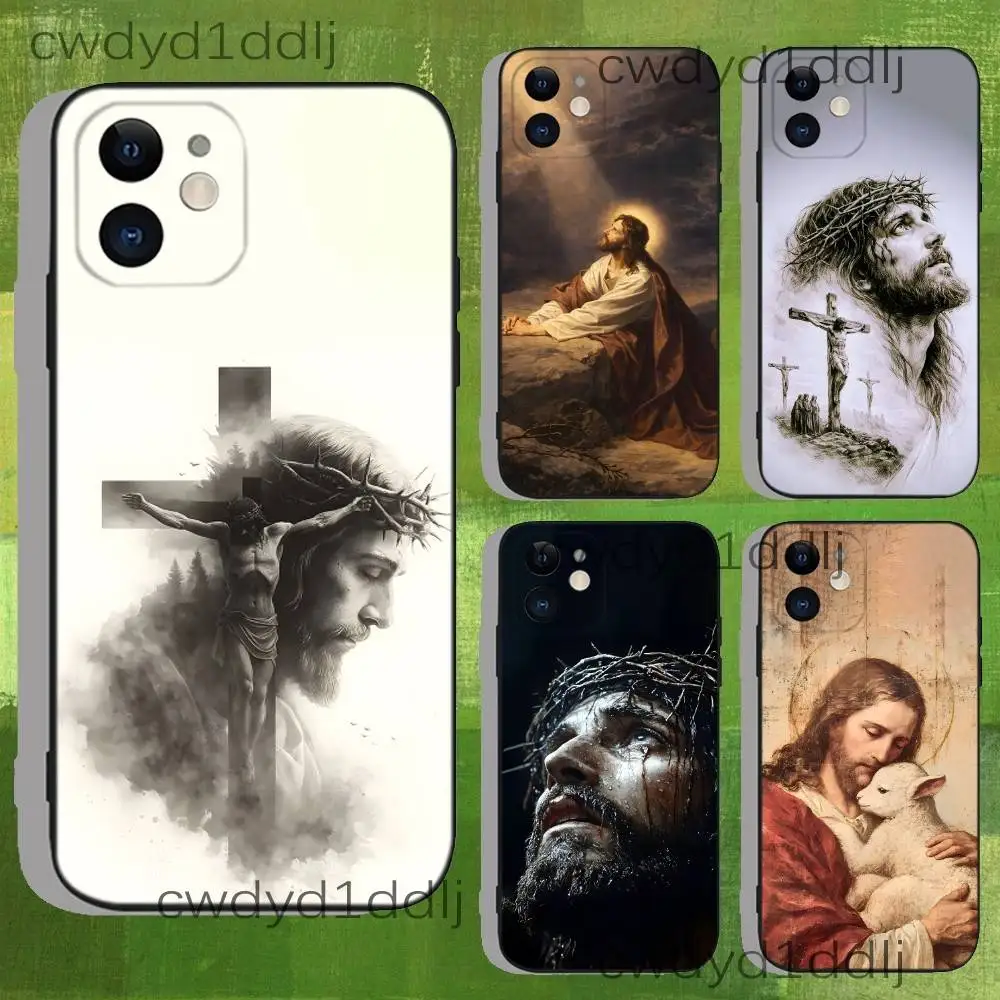 Capa de Celular Cristã Jesus Cristo para iPhone 17, 16, 15, 11, 12, 14, 13 Pro Max Mini XS, XR, 7 Plus 16E Air Soft Covers Fundas