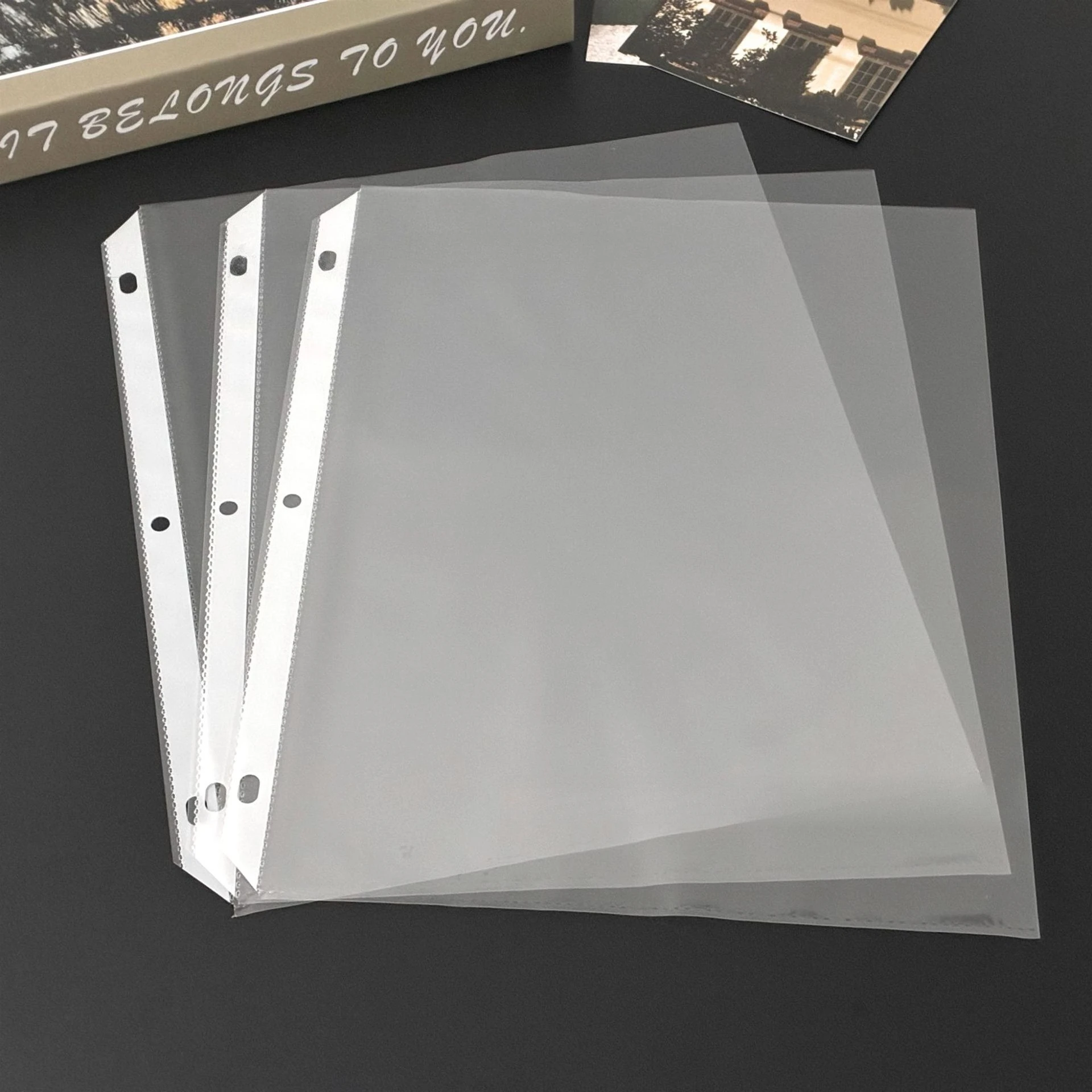 50/100 Pcs A4 US Size PP Clear Pocket Sleeves, 3‑Hole Binder Page Protectors for Cards Documents File Storage
