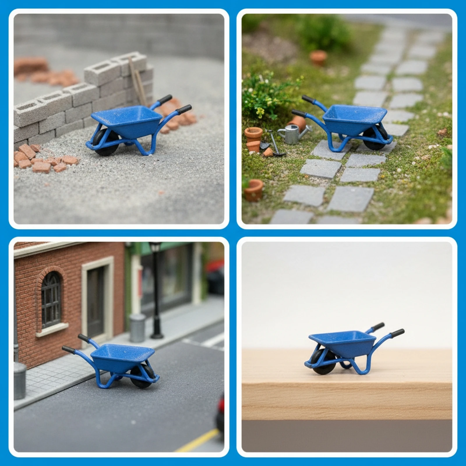 Miniature Wheelbarrow 1:64 Scale Wheelbarrow Model with Single Wheel Ornament Resin Realistic for Hobbyists, Dioramas