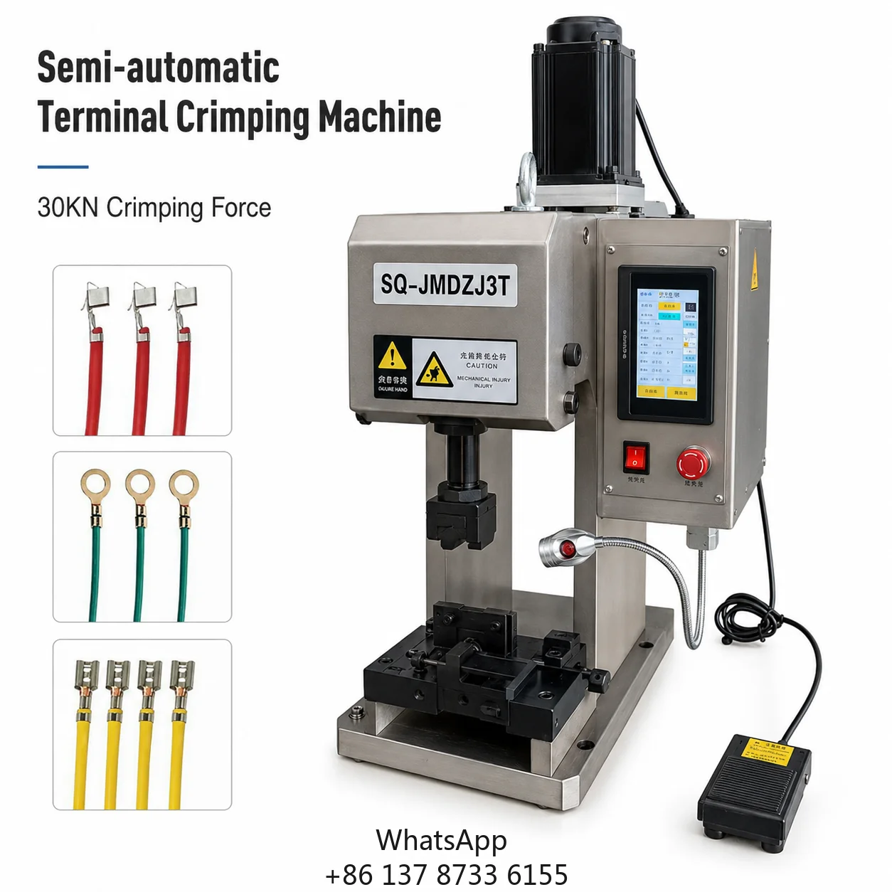 SQ-JMDZJ3T Qilin 3T Terminal Crimping Machine Touchscreen 30 Mm Stroke 1 Sec/Stroke Semi-Automatic For Wire Harness Automotive