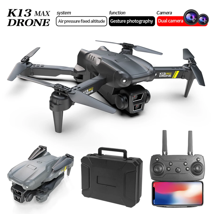 K13Max Drone Profesional Dual 8K Camera  WIFI Obstacle Avoidance Aerial Photography Optical flow Foldable Quadcopter RC