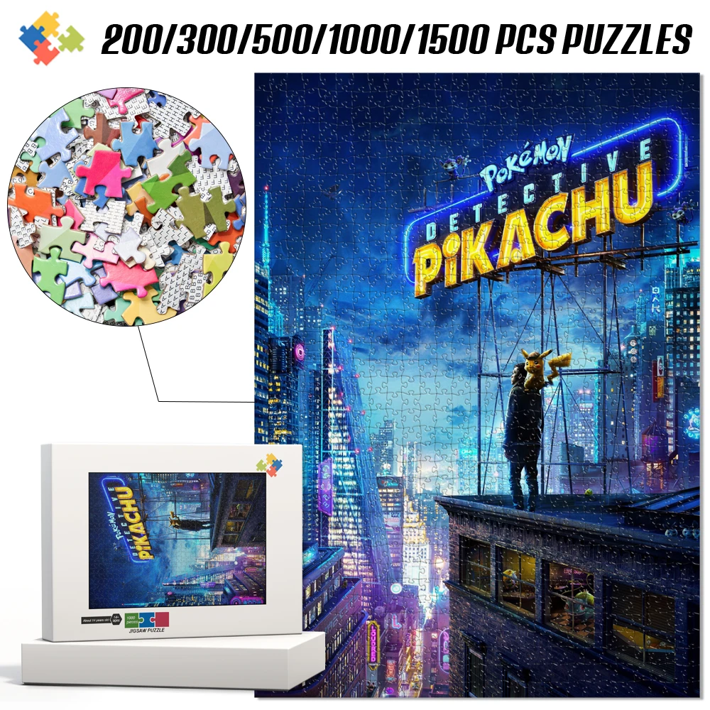 

Detective Pikachu Pokemon Movie Jigsaw Puzzle Waterproof High Precision Tight Bite Pieces Family Interactive Game Gift for Adult