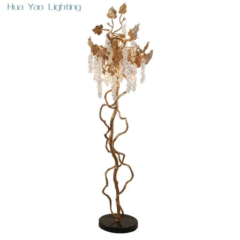 Simple American Light Luxury Solid Brass Grape Floor Lamp, Art Living Room Bedroom Ambient Light