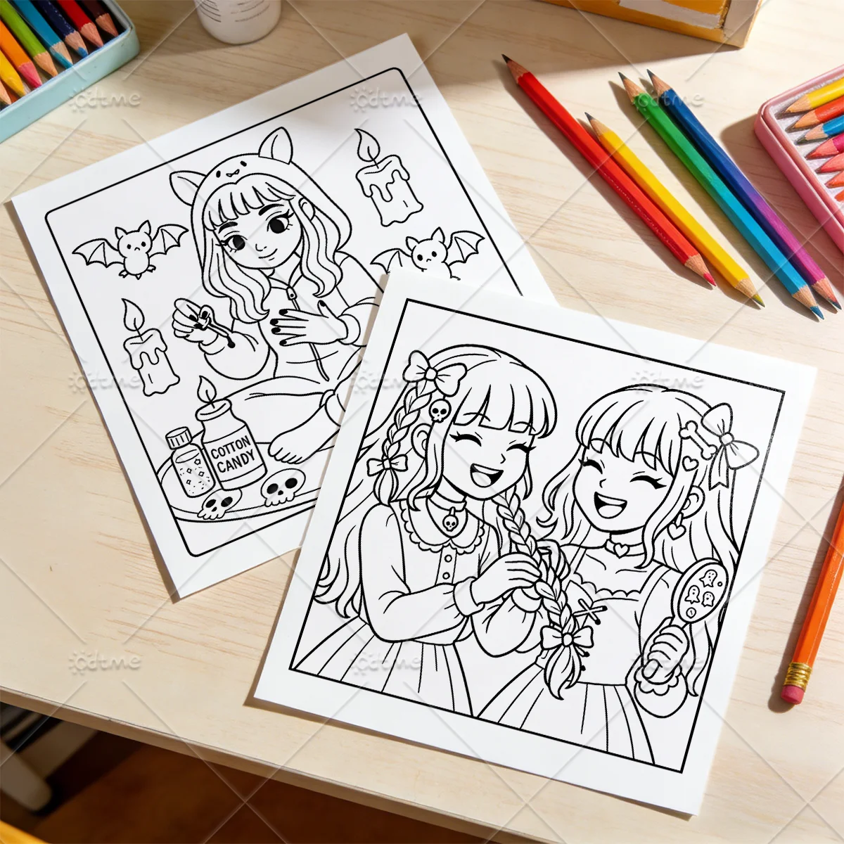 PASTEL GOTH SLEEPOVER SPOOKY Malbuch für Erwachsene mit niedlichen, gemütlichen täglichen Aktivitäten zur Entspannung (Cozy Spaces Coloring) – Detail 7
