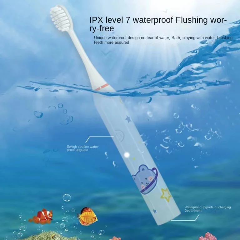 Children Sonic Electric Toothbrush Waterproof Rechargeable Sonic Electric Toothbrush Smart Timing Soft Electric Sonic Brush