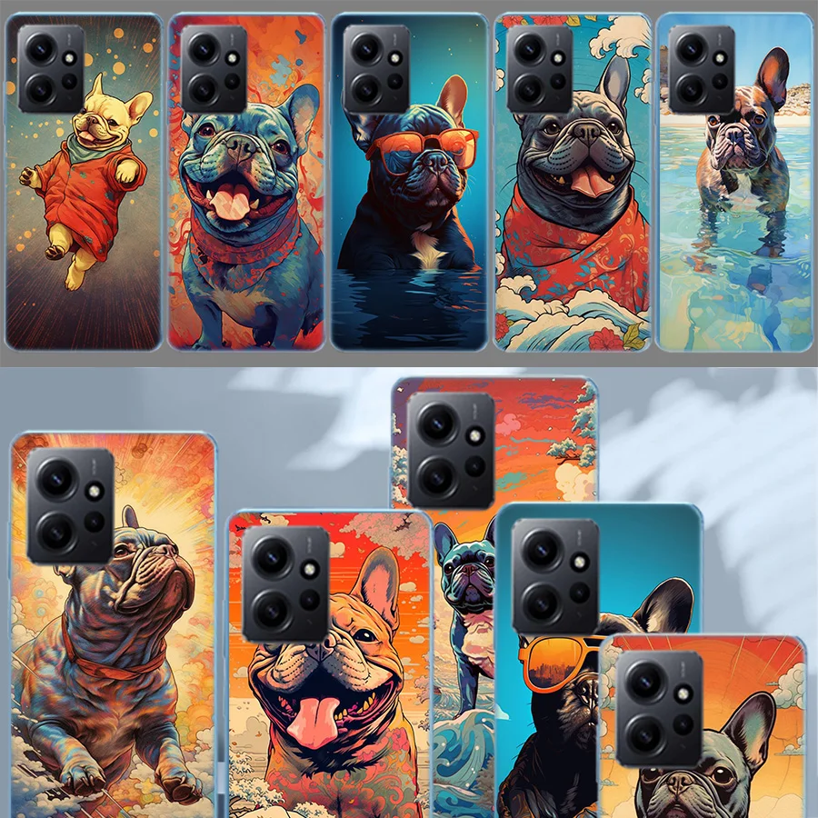 French Bulldog Dog Pug Luxury Phone For Xiaomi Redmi Note 14+ 13 K70 Pro Plus Redmi 13C 14C 12C 12 10 10A 10C 9 9A 9C 9T 8 8A Co