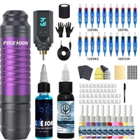 Kit de pluma de tatuaje POSEIDON, Kit de pluma de tatuaje con fuente de alimentación, interfaz RCA, Kit de tatuaje, Kit de pistola de tatuaje, pluma eléctrica rotativa de tatuaje