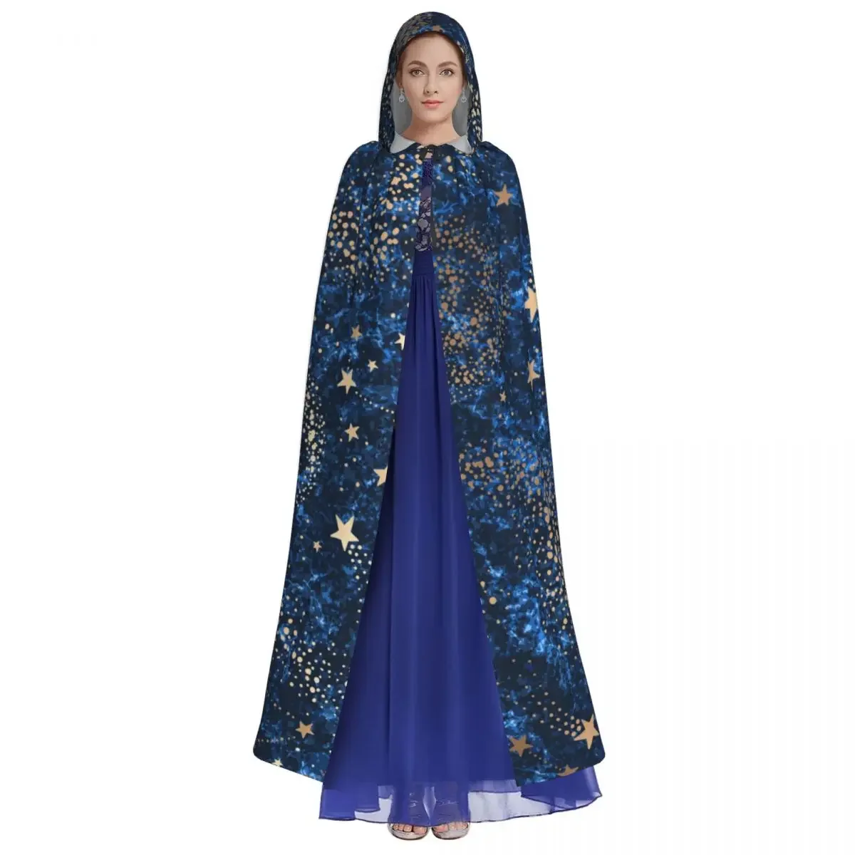 Customization Long Cape Cloak Gold Nebula Constellations And Stars Hooded Cloak Coat Autumn Hoodies