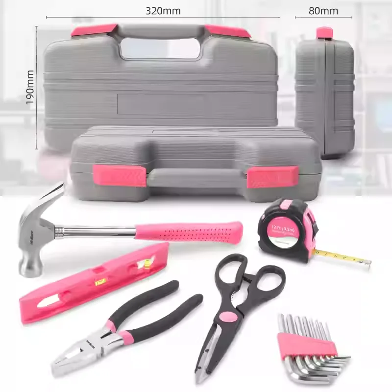 Hi-Spec Multifunction Home Tool Case Set Household Hand Repairing Tool Kit Hammer Wire Cutter Wrench Screw Tape Measure Tool Box
