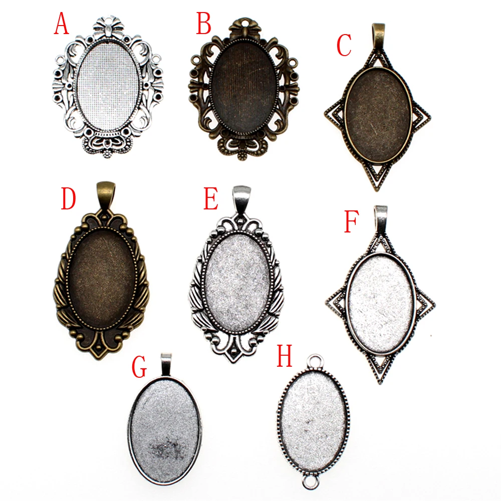 5 Pieces 20x30mm Round Glass Cabochon Base Setting Pendant Tray For Jewelry DIY Making supplies for jewelry materials