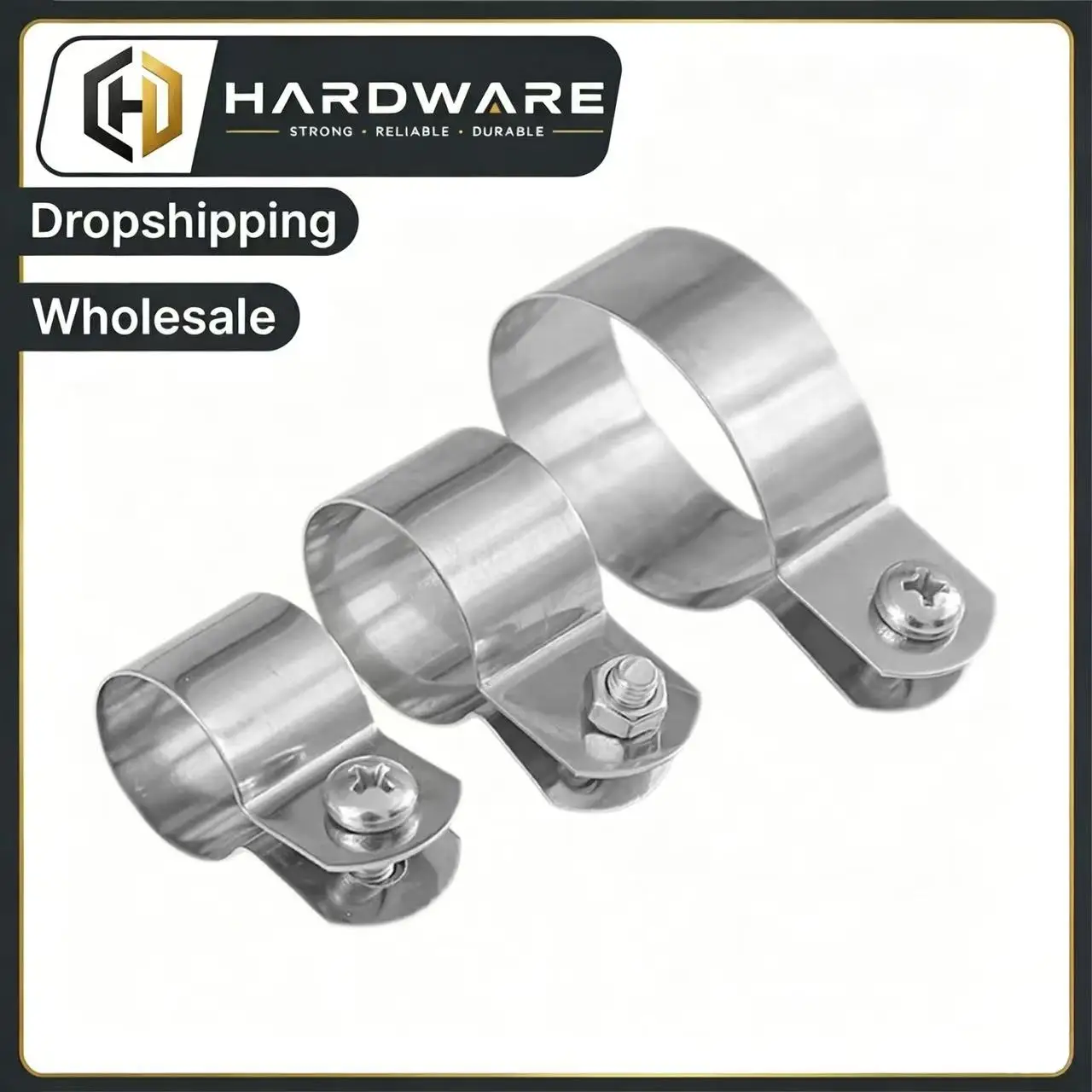 304 Stainless Steel Hose Clamp Dia 10mm-60mm Ohmic Grounding Clip Pipe Buckle Horseback Buckle with Screws Nuts Hardware Metal C