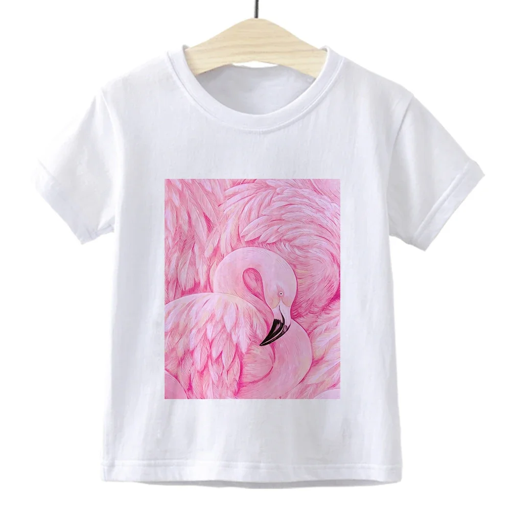 Kids T-shirt  Loose Hipster Casual Trendy Flamingo Children T shirt Cool Vintage Girl Boys Clothes