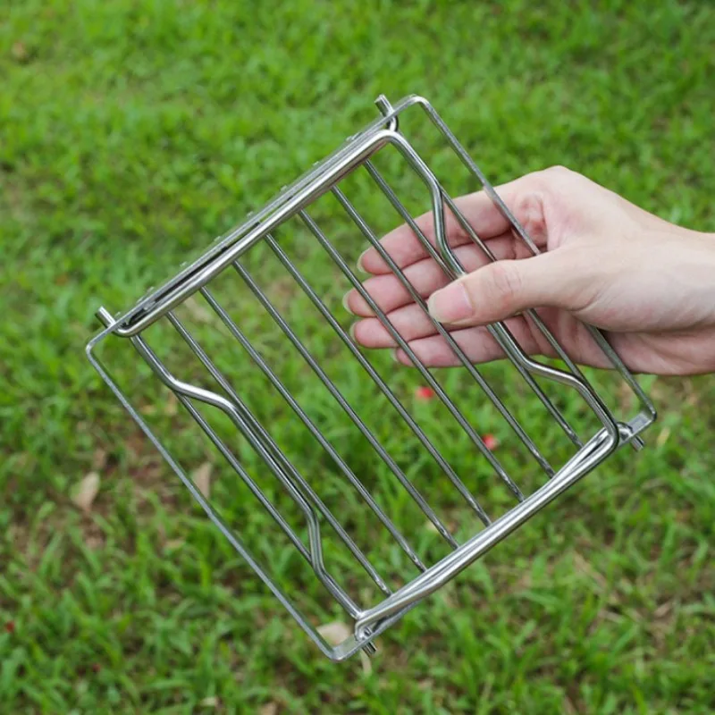 Outdoor Edelstahl Camping Herd Halter Tragbare Falten Mini Grill Rack Topf Halter Backen Stehen Tablett Camping Kochgeschirr – Detail 10