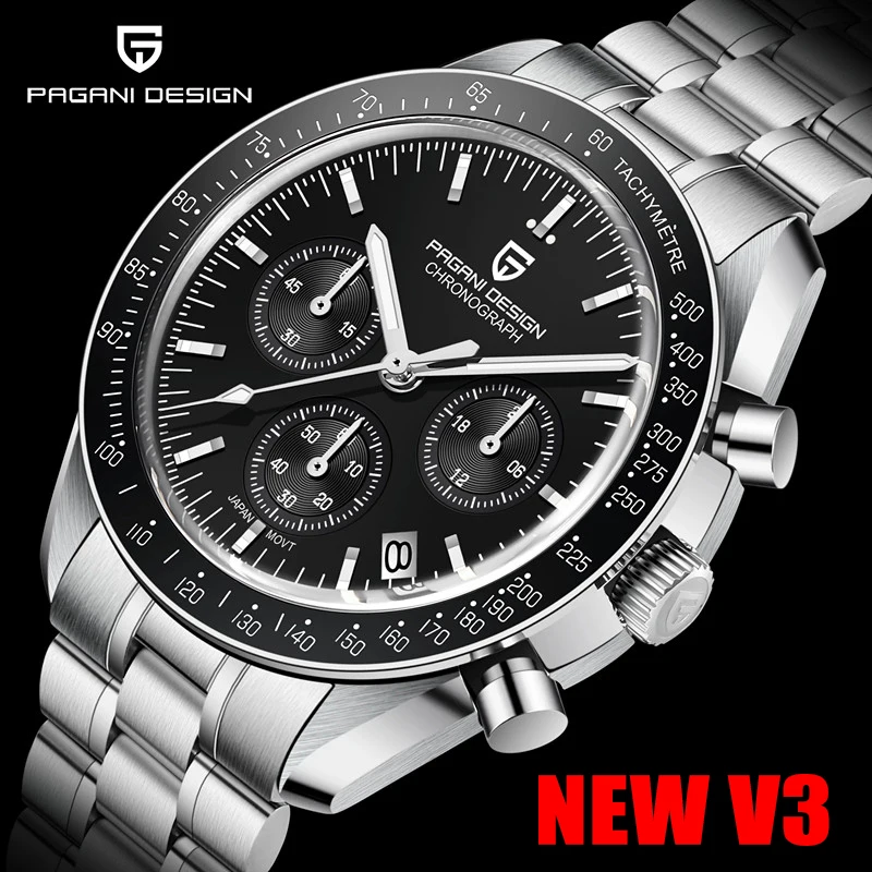 PAGANI DESIGN 2024 New V3 Men's Watches Top Luxury Quartz Watch For Men Automatic Date Speed Chronograph Waterproof Reloj Hombre