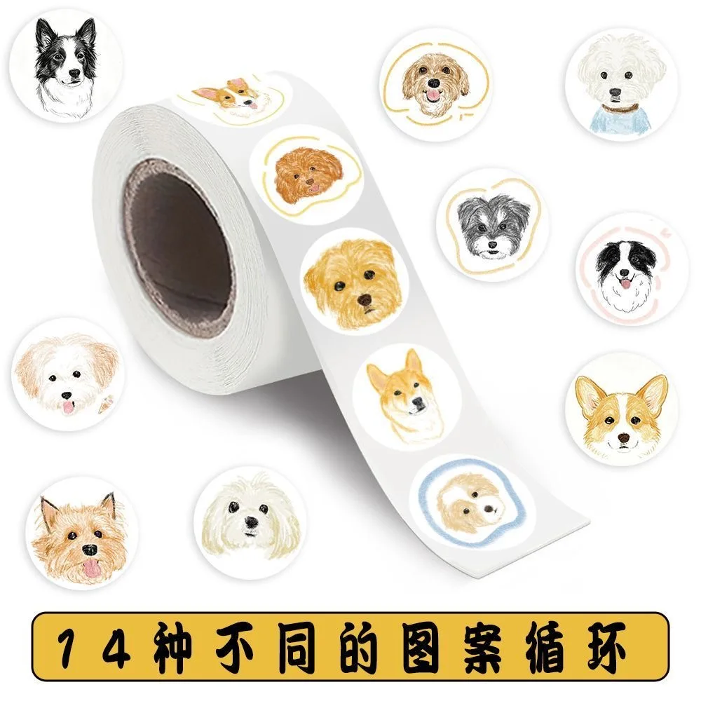 500 Stück/Rolle Niedliche Doodle-Katzen und -Hunde Tier-Cartoon-Aufkleber DIY Skateboard Laptop Gitarre Handy Auto Siegel-Etiketten Dekoration