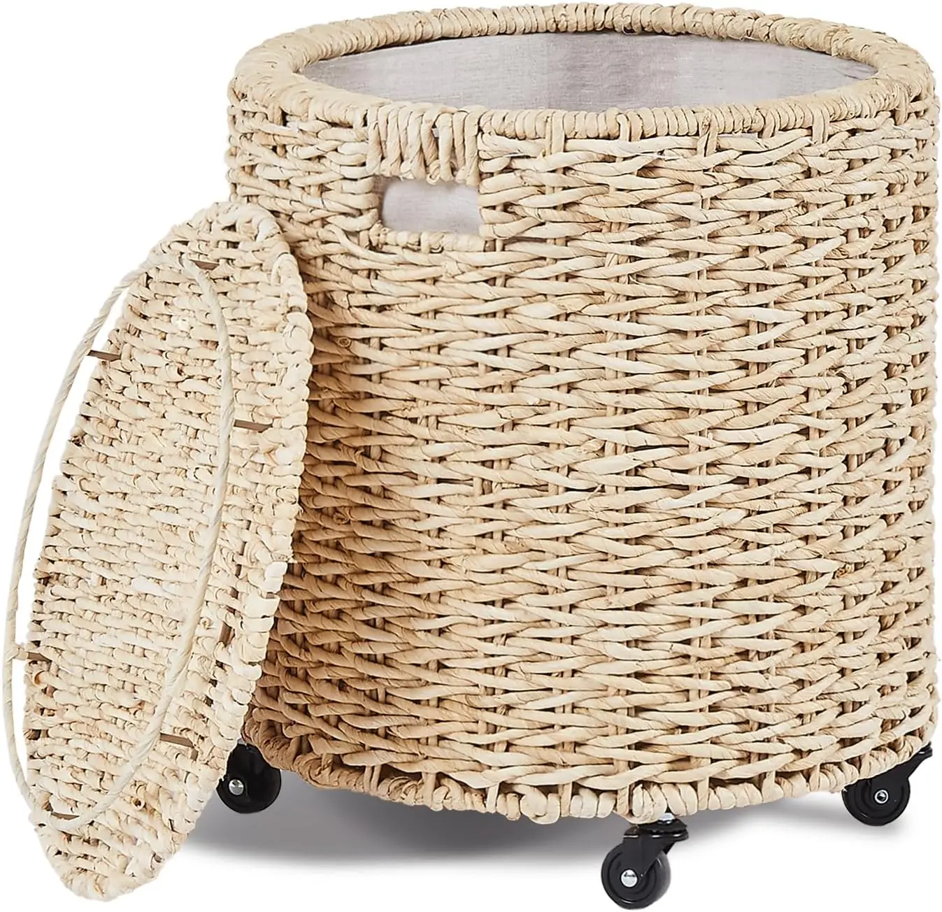 

Multipurpose Rolling Hamper With Brakable Wheels and Lid, Handwave Clothes Toy Organizer Tote for Living Room