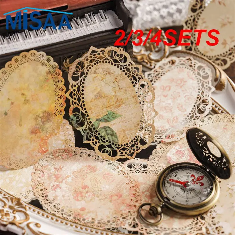 2/3/4SETS Lace Sticker Lace Small Fresh Writing Paper Handmade Gifts Children's Stickers Literature And Art Circle Lace