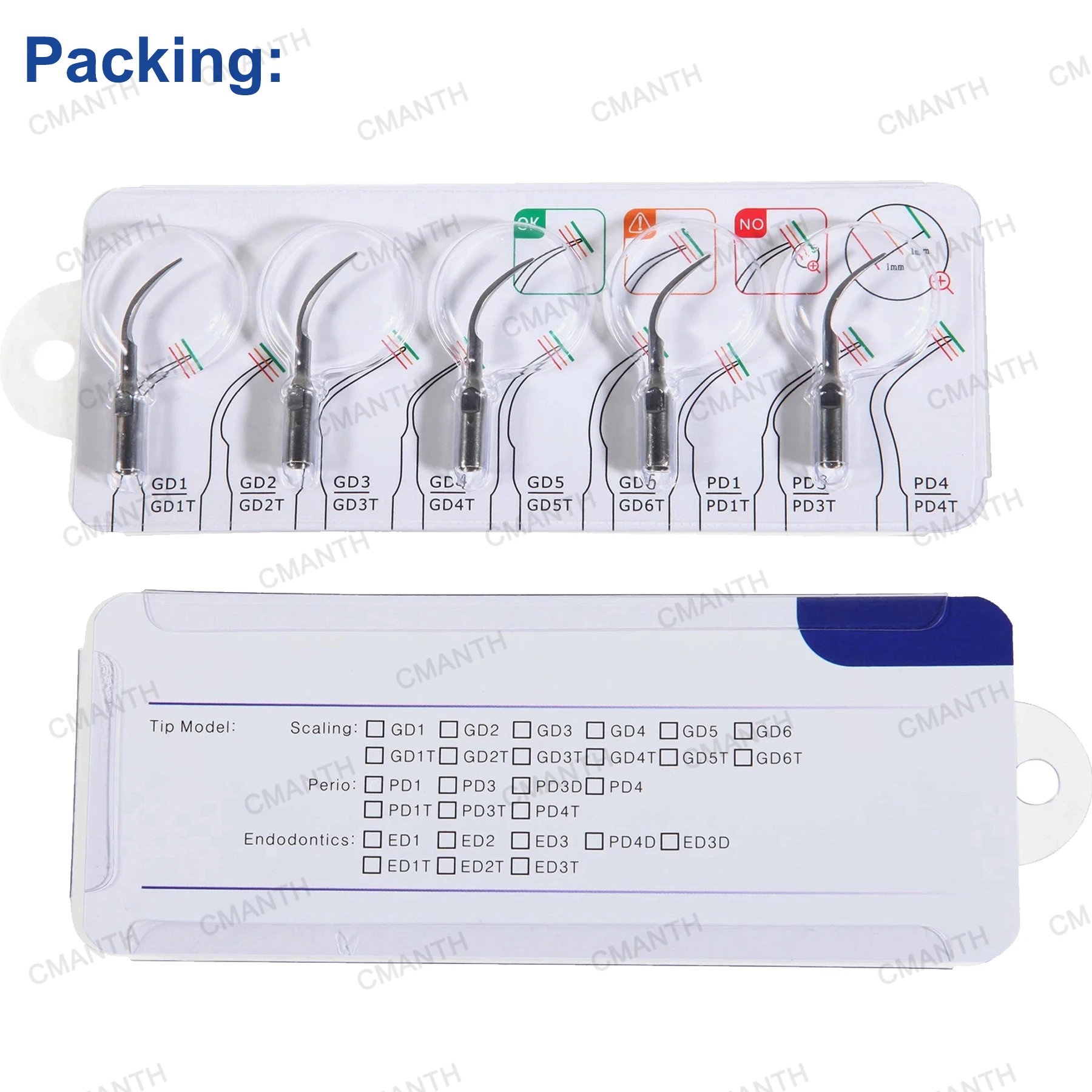 5Pcs Dental Ultrasonic Scaler Tips Scaling Periodontics Tips Fit for WOODPECKER EMS DTE NSK Satelec Ultrasonic Scalers Handpiece