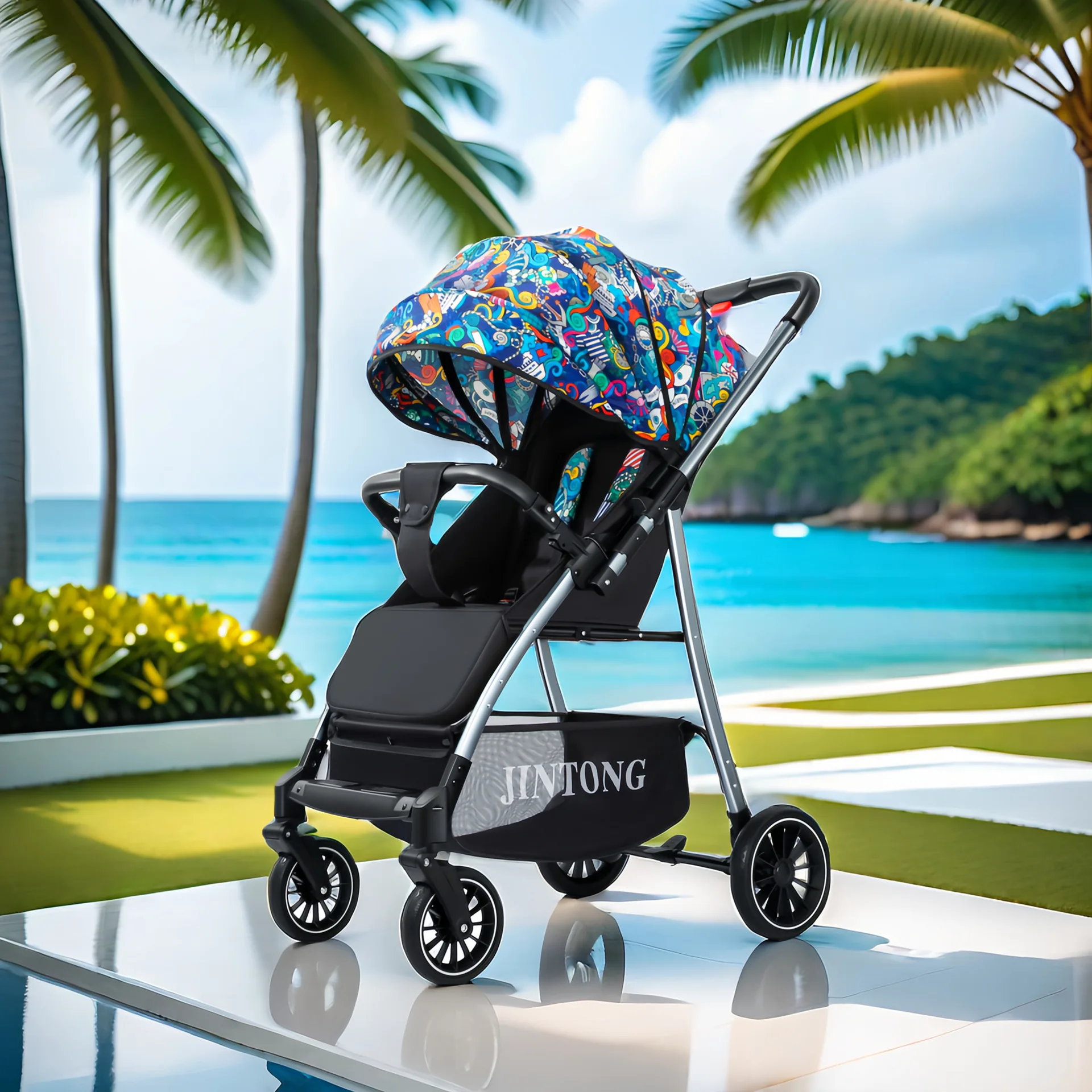 

Two Way Baby Stroller Super Lightweight Portable Can Sit or Lie Down Landscape Umbrella Cart Baby Stroller