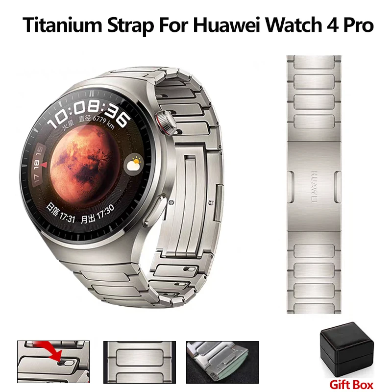 

Huawei Original Titanium Strap for Huawei Watch 4 Pro, Real Titanium Watchband for Huawei 4pro Smartwatch Accessories