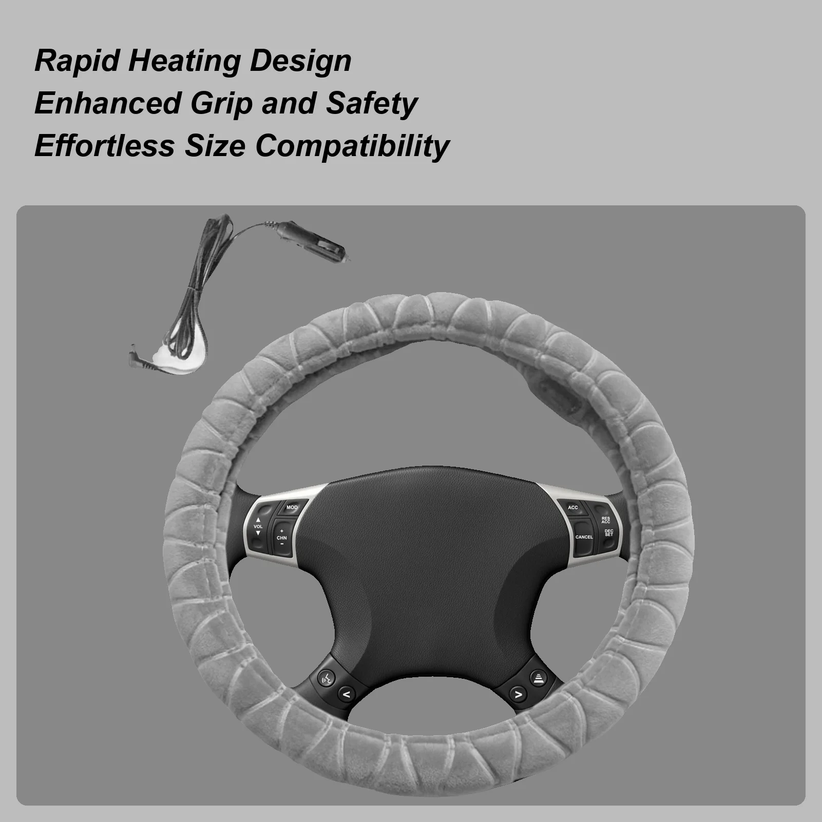 Steering Wheel Cover For Winter Anti-Slip Warm Vehicle Interior Accessory Quick Heating Car Hand Warmer For SUV Sedan Automotive