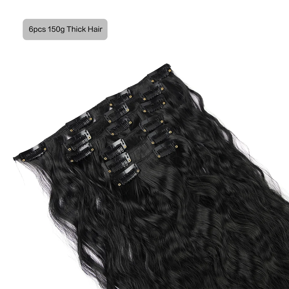 Extensiones de cabello sintético con 6 clips, largas y lacias, suaves y naturales para mujer 4