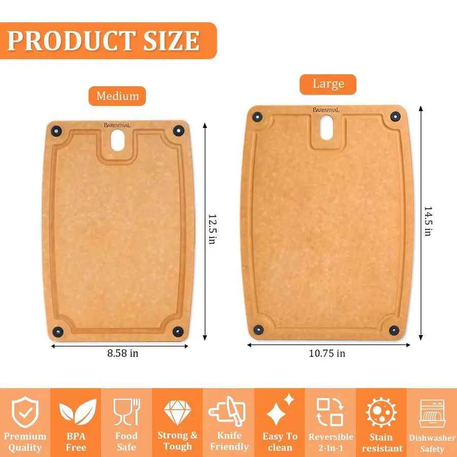 

Boards for Kitchen Dishwasher 2PC Cutting Board Set DoubleSided with NonSlip Feet and Juice Groove Composite Chopping Board for