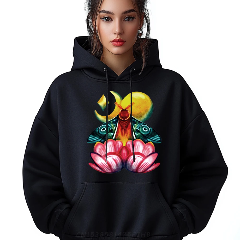 

Celestial Lunar Luna Moth Crescent Sweatshirt Newest O Neck Crazy Long Sleeve Youth Hoodies Slogan Hoodies