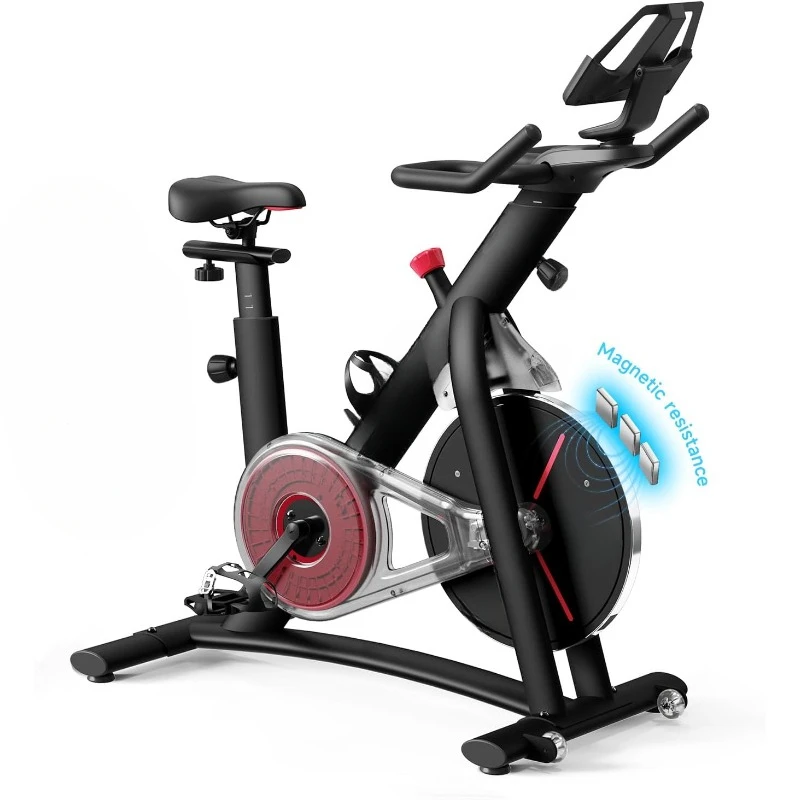 Black Exercise Bike for Home, Low Noise Indoor Cycling Bike for Home Gym Electric Stationary Bike with Tablet Mount