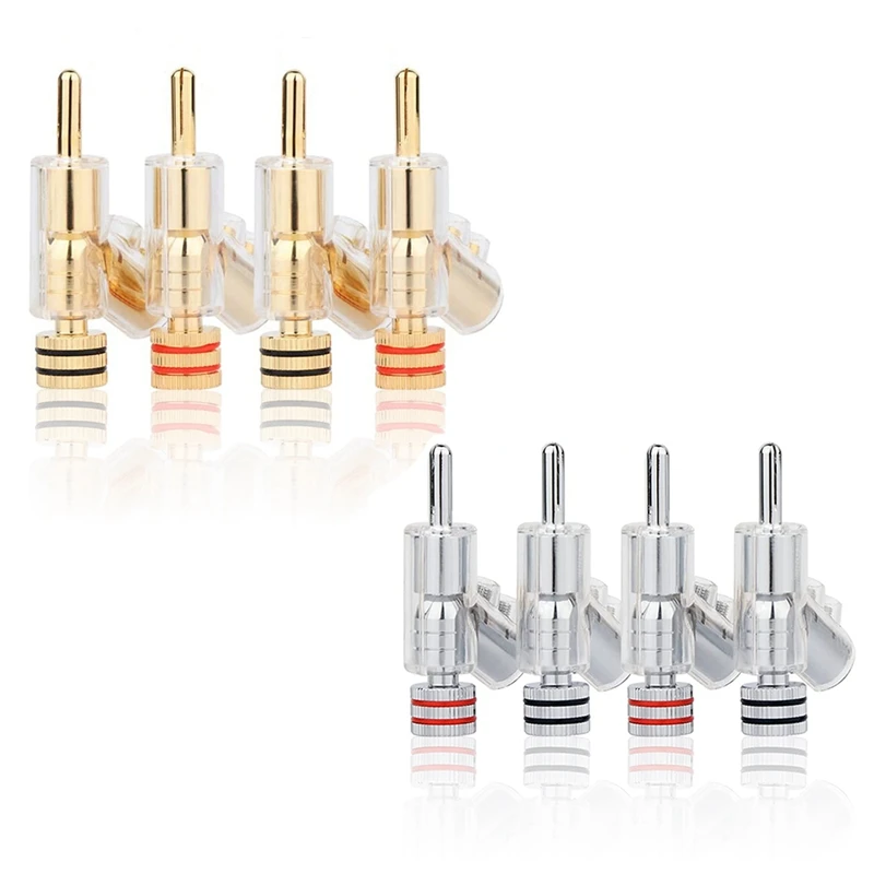 

4 Pcs Hifi Gold Plated Lockable Speaker Cable Banana Plug Connector Audio Amplifier Speaker Wire Connector Durable Easy To Use