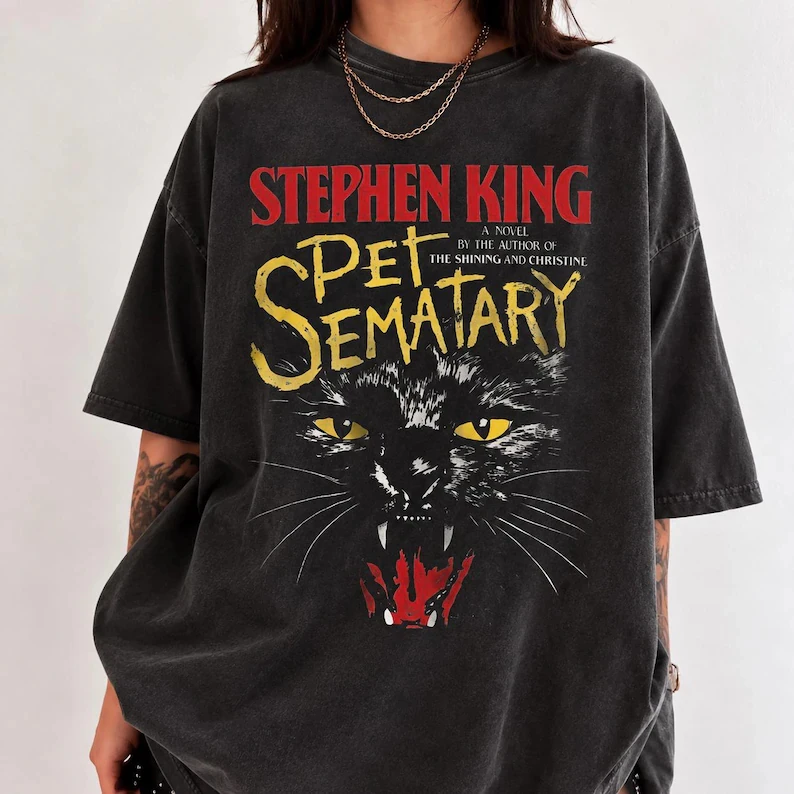 Horror Black Cat Thriller Movie Poster T-Shirt – Gothic Vampire Halloween Tee  Casual Loose Streetwear Shirt