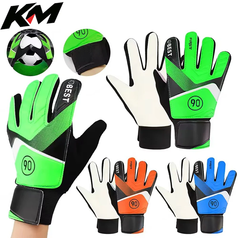 1Pair Latex Professional Kid's Soccer Goalkeeper Gloves Soccer Goalie Strong Full Finger Protection Gloves Football Goalie Glove