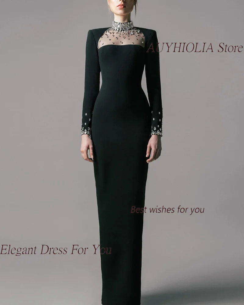 Crystal Evening Dress For Sexy Women 정장원피스 Vestidos de festa Elegant O-Neck Flower Bodice Formal Cocktail Party Prom Gown