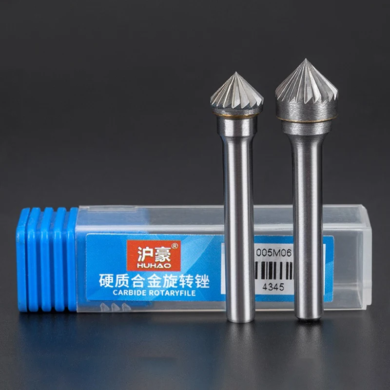 1 Pcs 90 Degree Carbide Rotary File Shank Diameter 6mm Tungsten Steel Alloy Milling Cutter Conical Metal Grinding Head K-Type