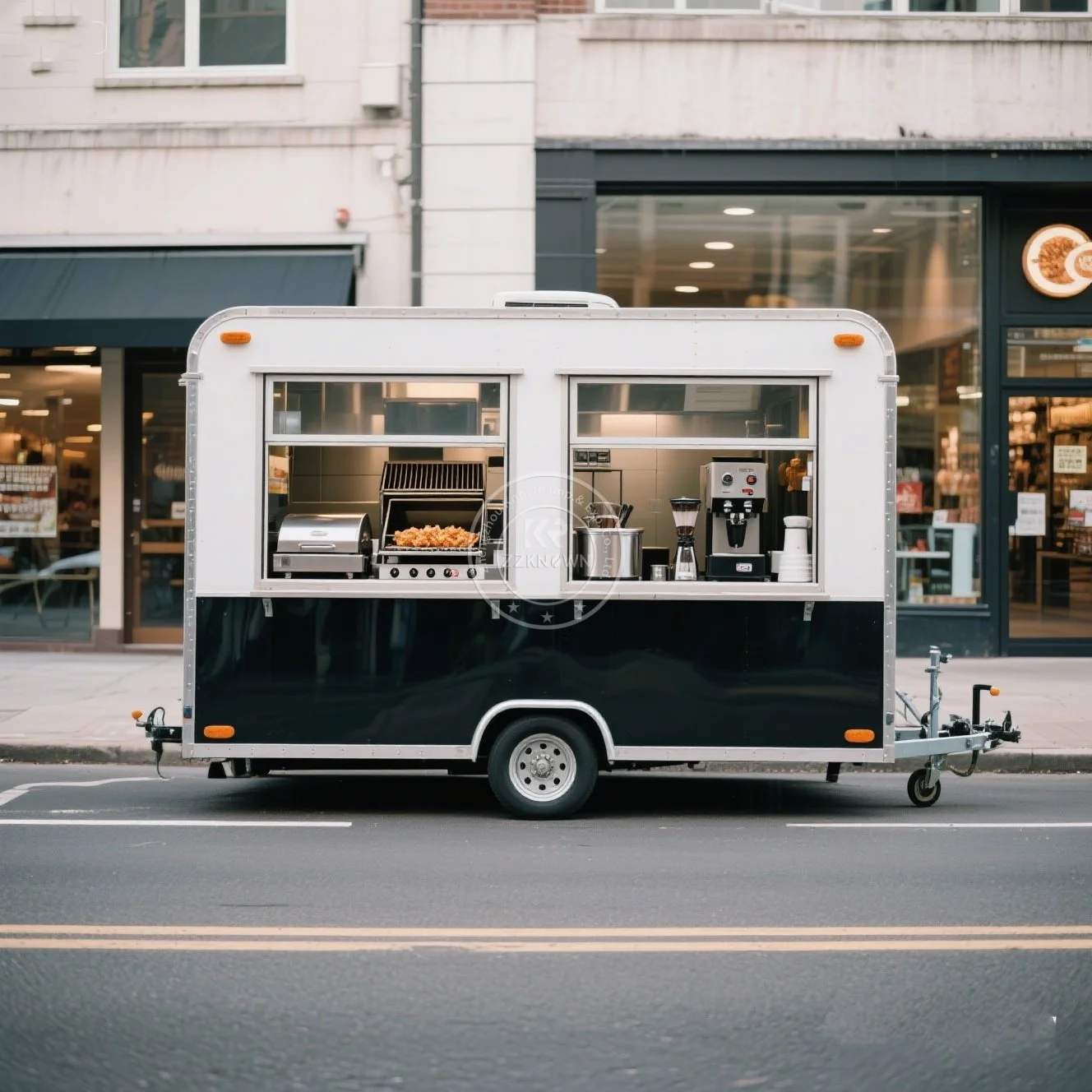 

Fully Equipped Caravan Bar mobile trailer Ice Cream Cart Pizza Fast Taco Foo Truck food trailer with Full Kitchen