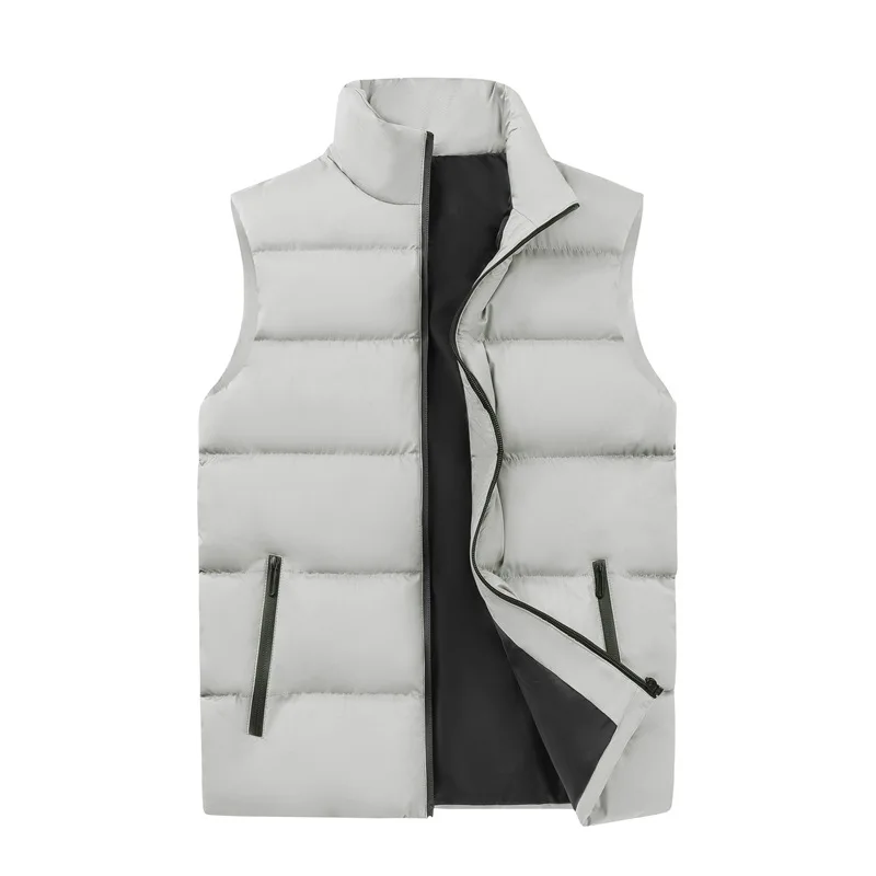 Autumn Winter Casual Vest For Man Loose Plus Size Stand Collar Padded Waistcoat Lightweight Warm Sleeveless Down Cotton Vest