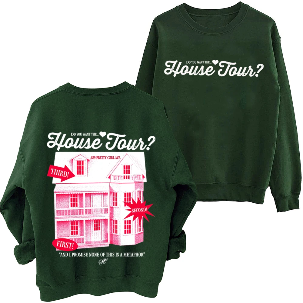 سويت شيرت سابرينا كاربنتر هاوس تور هاراجوكو بياقة دائرية وأكمام طويلة وقلنسوة كبيرة الحجم #3