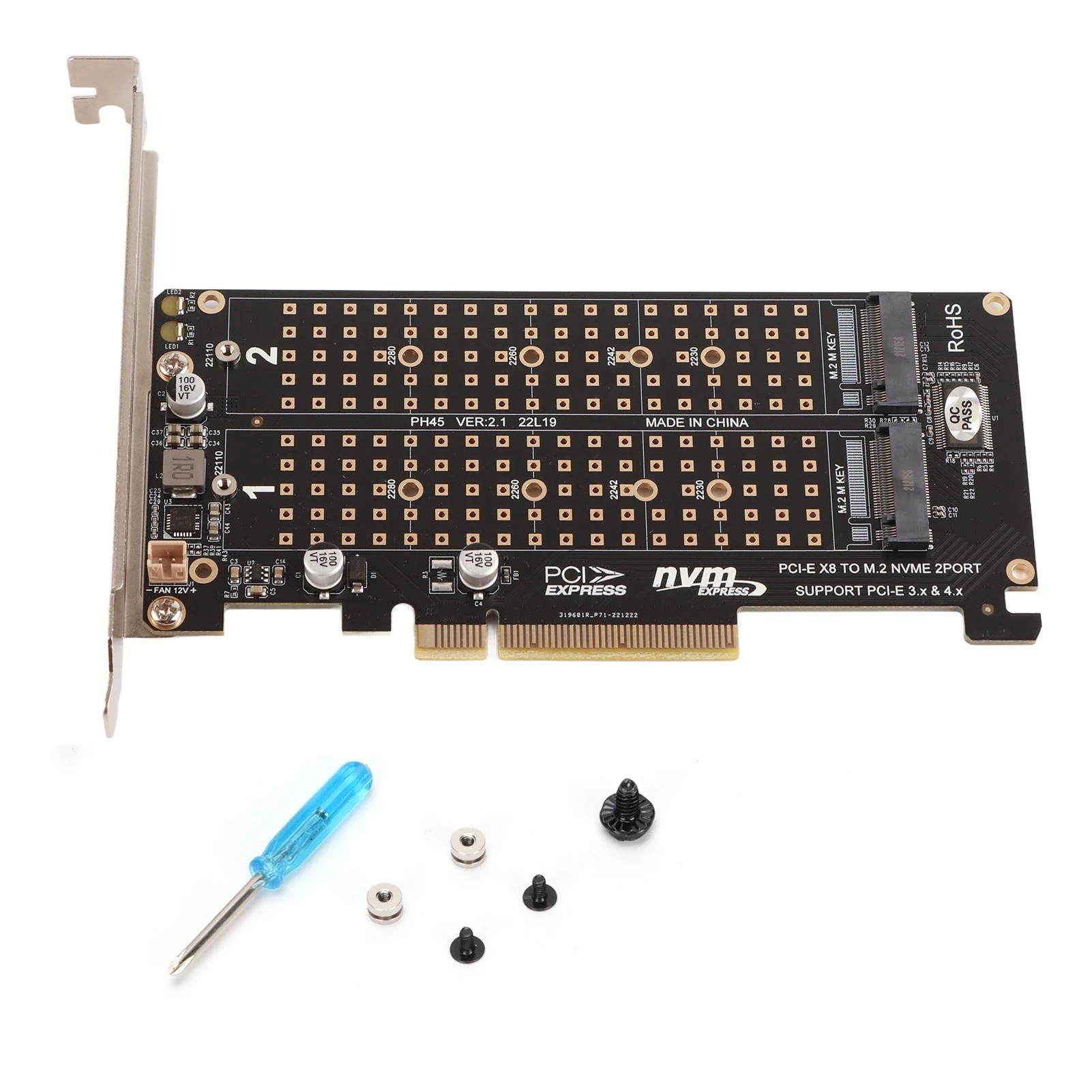

Карта адаптера Dual M.2 NVMe SSD to PCIE X8 M Key Жесткий диск Конвертер Карта расширения Считыватель Контакт и скорость передачи Стабильная